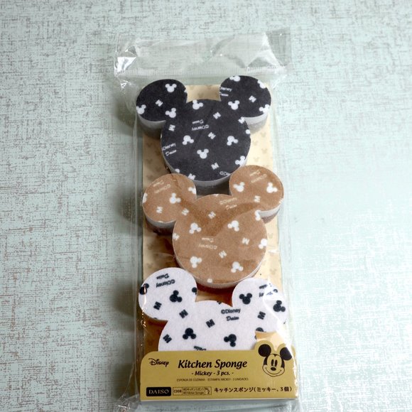 Disney Mickey Mouse Kitchen Sponge set of 3 Mouse ears dish Washing Daiso - Picture 15 of 16